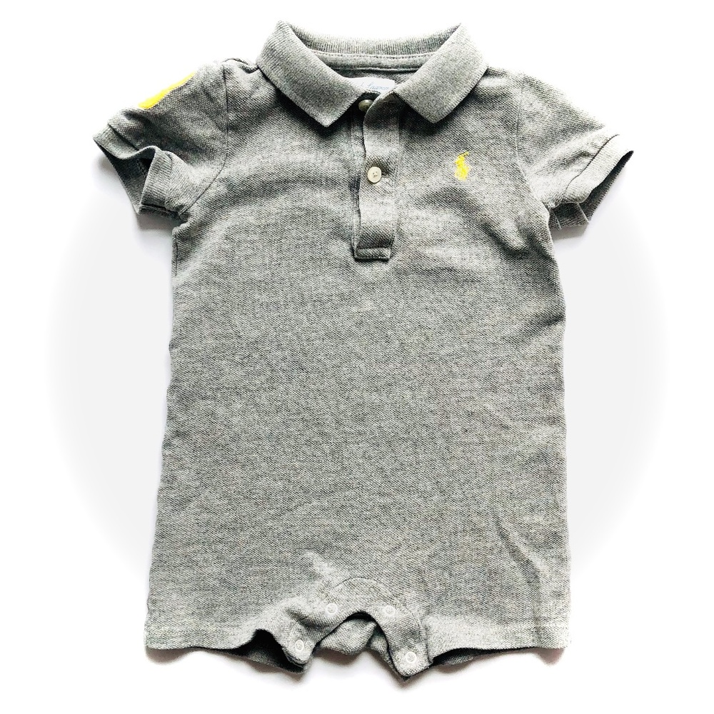 Ralph Lauren | Gray Knit Short Sleeve Polo Romper